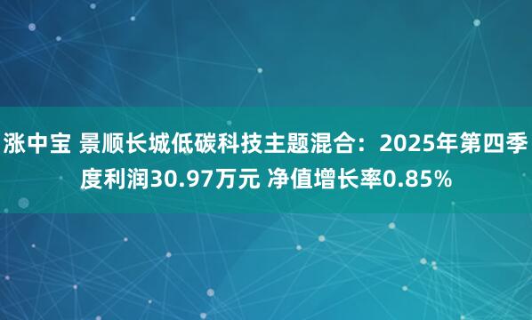 涨中宝 景顺长城低碳科技主题混合：2025年第四季度利润30.97万元 净值增长率0.85%